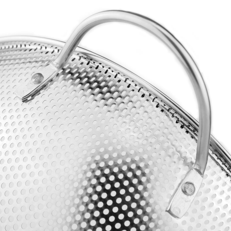 DLD Stainless Steel Micro-Perforated 5-Quart Colander - Professional Strainer with Heavy Duty Handles and Self-draining Solid Ring Base - Dishwasher Safe - Image 5
